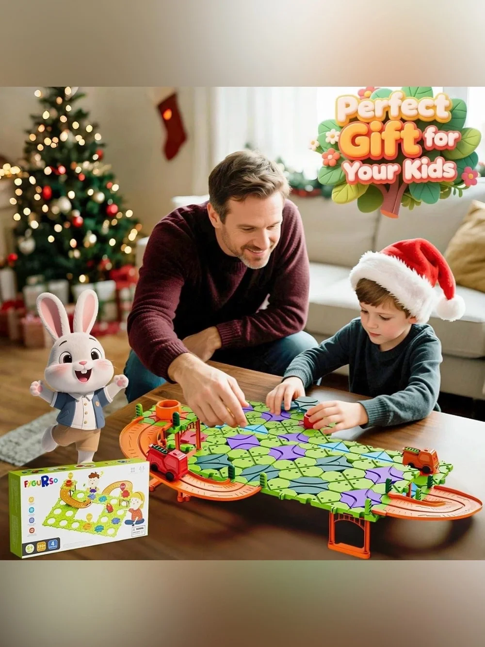 Modular Kids Race Track Building Set - Green & Orange
